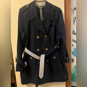 Crown & Ivy Navy Trench Coat with Large Buttons